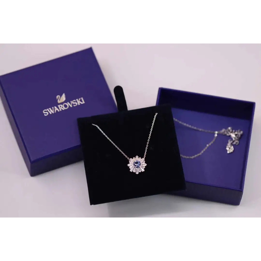 Swarovski Daisy Blue Sunflower Collarbone Necklace